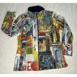 Dolcezza Jacket Women Large Artsy Art To Wear Fleece Collar Photography Travel